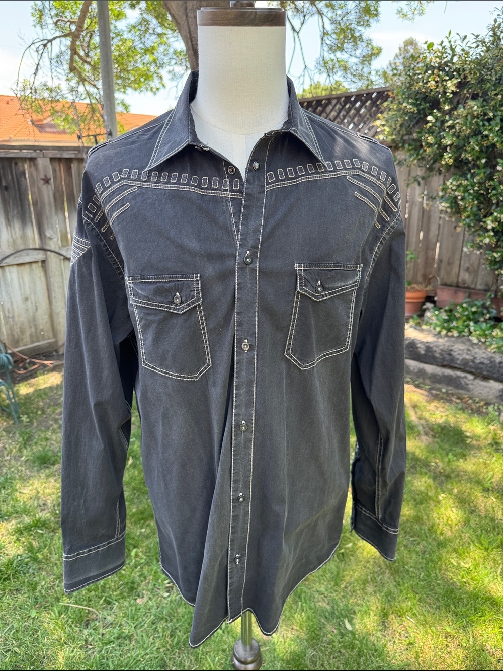 Roar Brand Button Down Western Grunge Shirt Embroidered Eagle Men's Size XXL